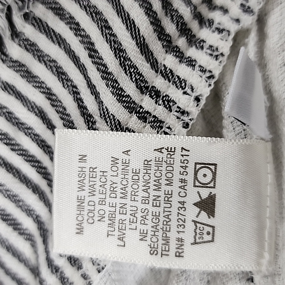 Anthropologie Cloth & Stone Black/White Striped Lace Up Raw Hem Size L Large‎ - Picture 10 of 10